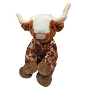 Build A Bear Longhorn White Brown Spotted Bull Cow Steer Plush 2024 /RR